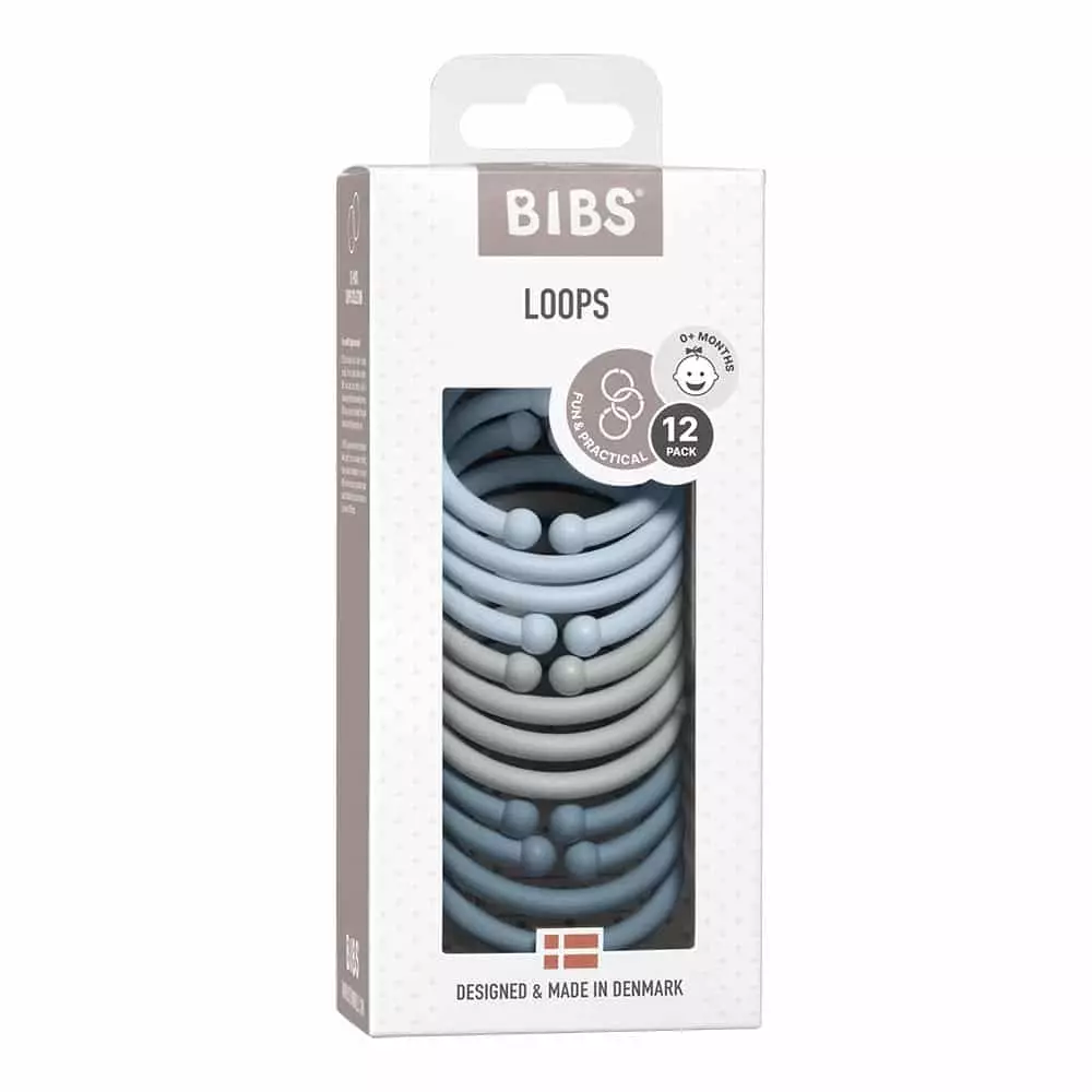 BIBS kroužky Loops 12ks Baby Blue/Cloud/Petrol