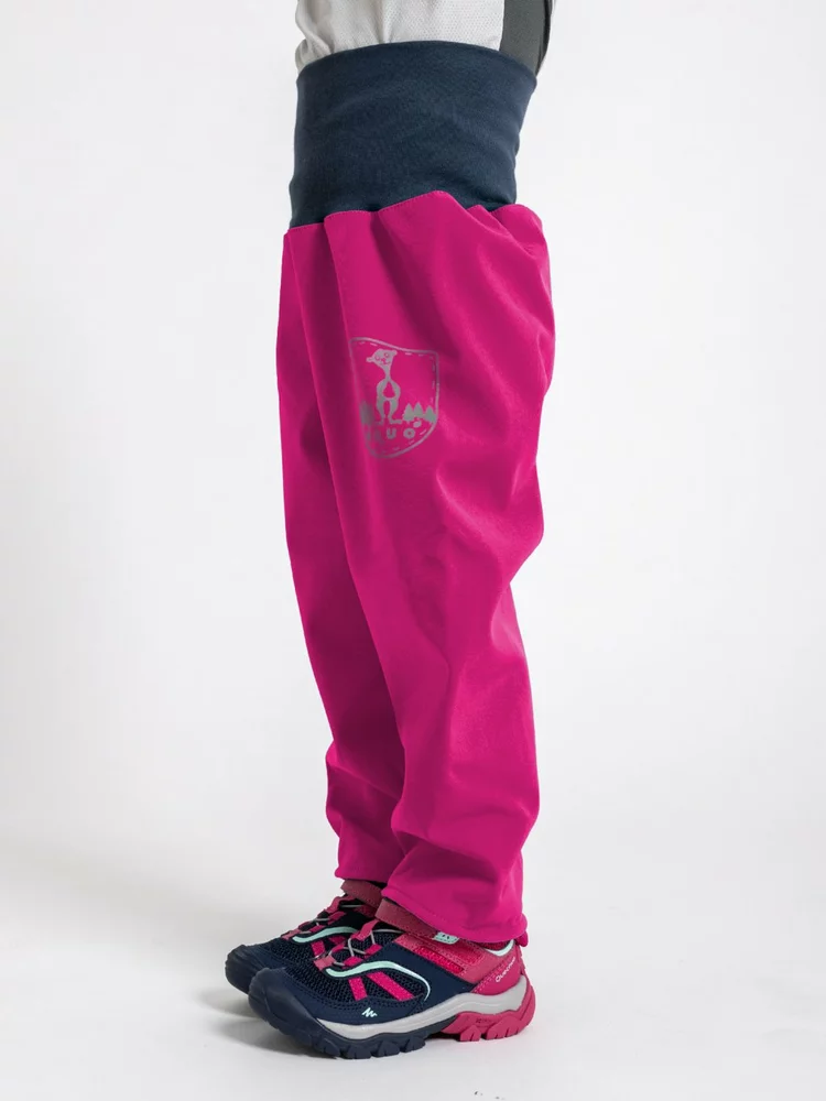 Batolecí softshellové kalhoty Unuo s fleecem Basic, fuchsiová velikost 80/86