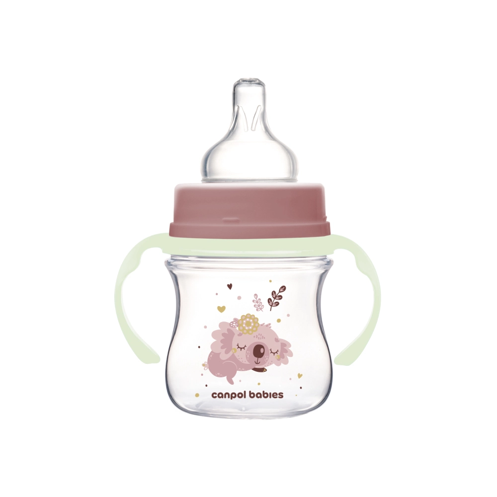 Canpol babies Antikoliková lahev EasyStart se svítícími úchyty SLEEPY KOALA 120ml růžová