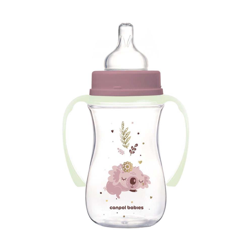 Canpol babies Antikoliková lahev EasyStart se svítícími úchyty SLEEPY KOALA 240ml růžová