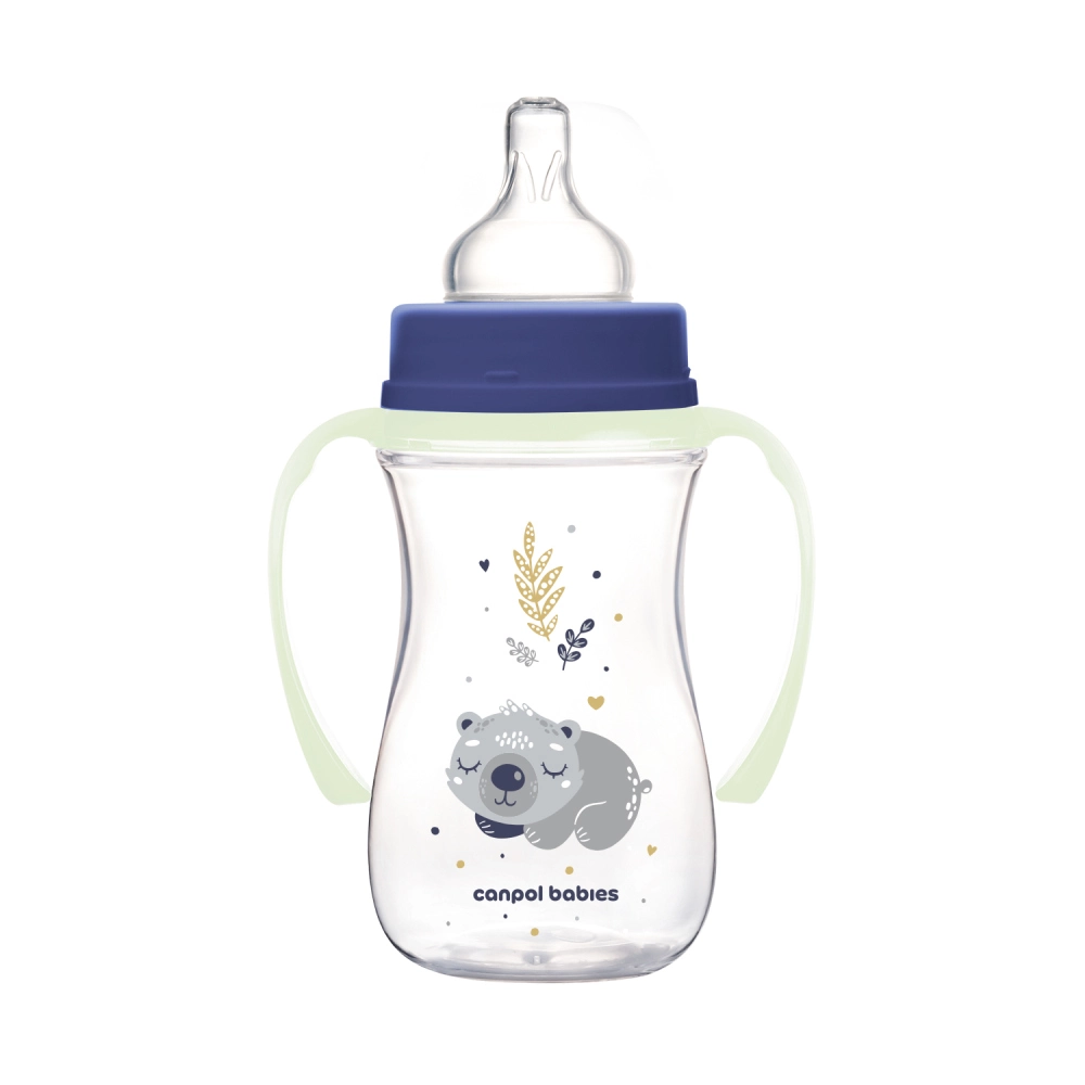 Canpol babies Antikoliková lahev EasyStart se svítícími úchyty SLEEPY KOALA 240ml modrá