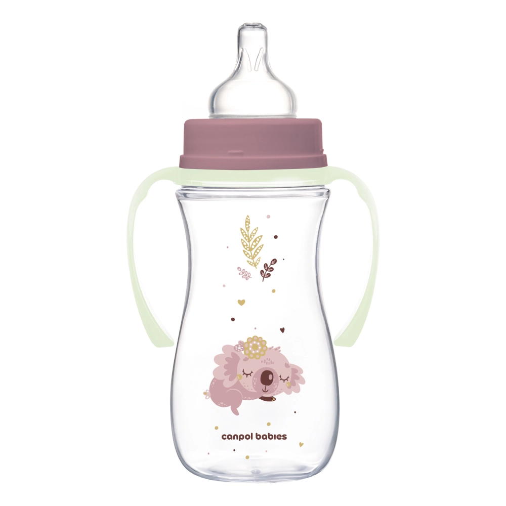 Canpol babies Antikoliková lahev EasyStart se svítícími úchyty SLEEPY KOALA 300ml růžová