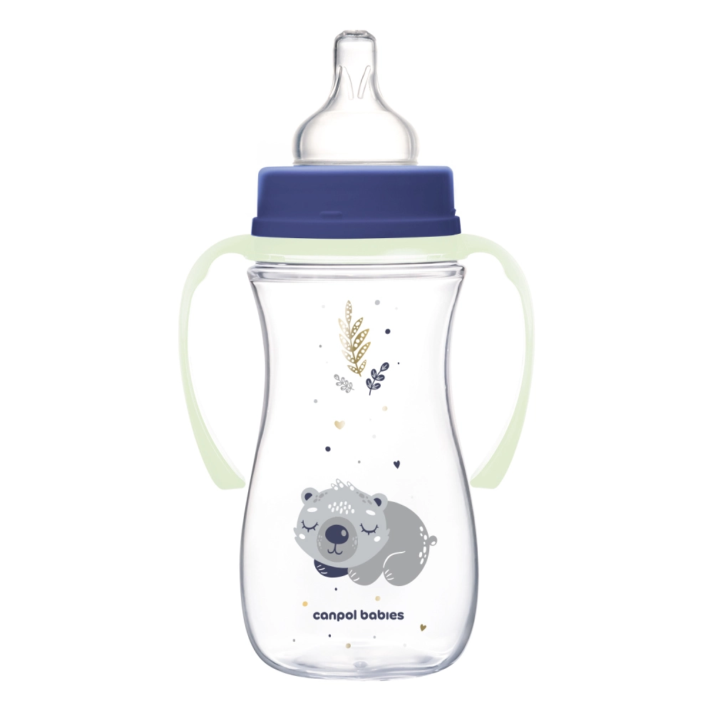 Canpol babies Antikoliková lahev EasyStart se svítícími úchyty SLEEPY KOALA 300ml modrá