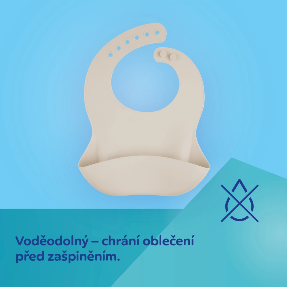 Canpol babies Silikonový bryndák s kapsou krémový