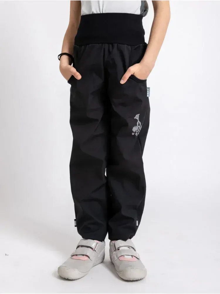 Dětské Softshellové kalhoty Unuo bez zateplení Basic, Černá velikost  104/110