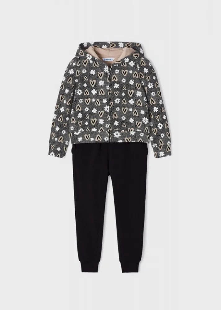 Dívčí tepláková souprava Mayoral 3851-29 černobéžová velikost 122