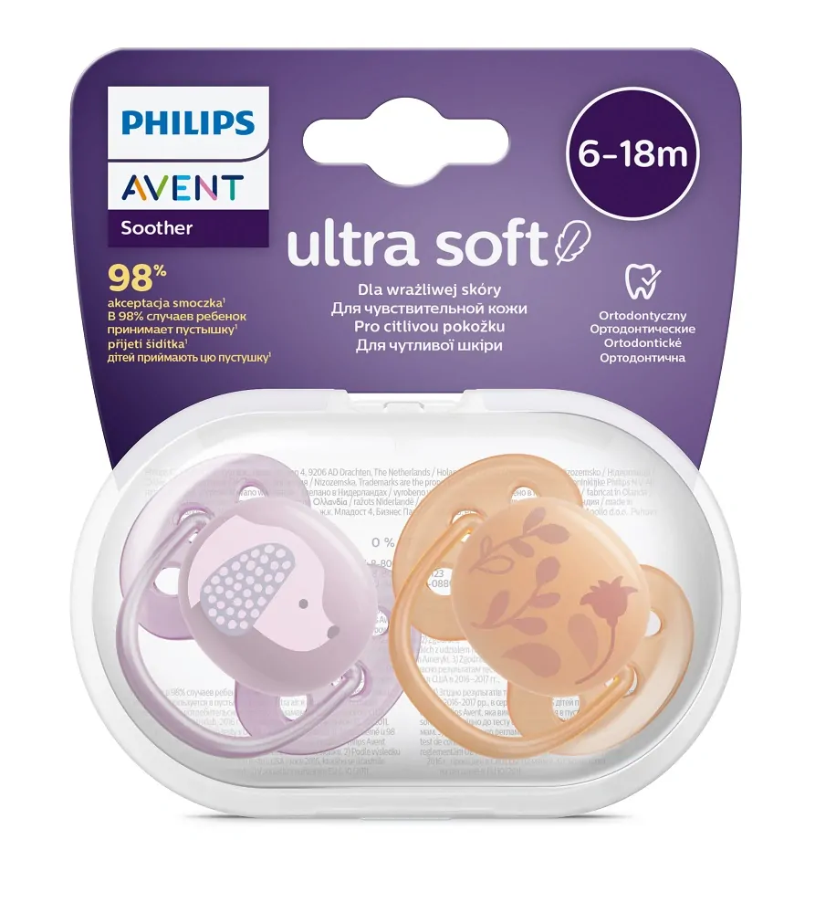 Philips AVENT Šidítko Ultrasoft Premium Zvířátko 6-18m dívka, 2 ks