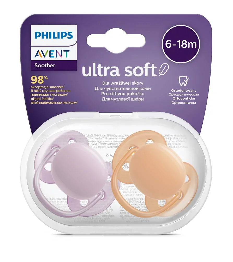 Philips AVENT Šidítko Ultrasoft Premium neutral  6-18m dívka, 2 ks