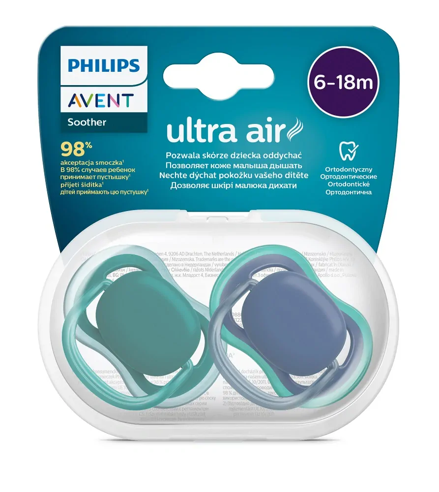Philips AVENT Šidítko Ultra air neutral 6-18m chlapec modrá, 2ks
