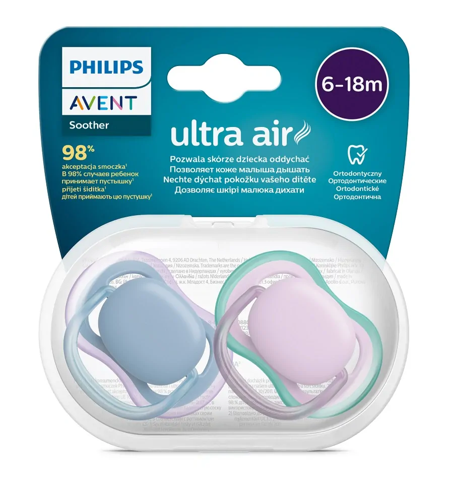 Philips AVENT Šidítko Ultra air neutral 6-18m dívka modrá, 2ks