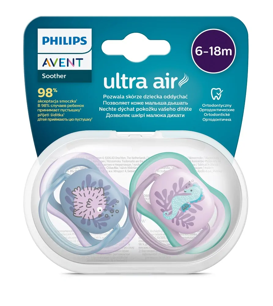 Philips AVENT Šidítko Ultra air Obrázek 6-18m  dívka, 2ks
