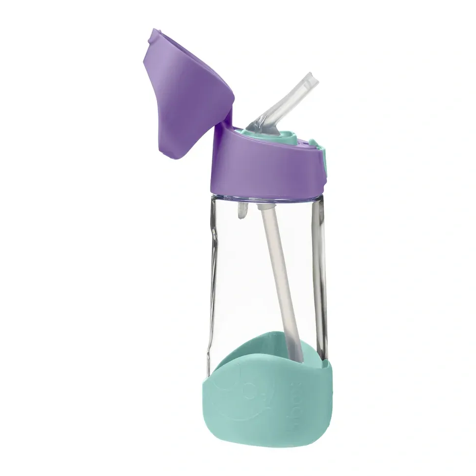 b.box Lahev na pití s brčkem 450 ml - Lilac/Pop