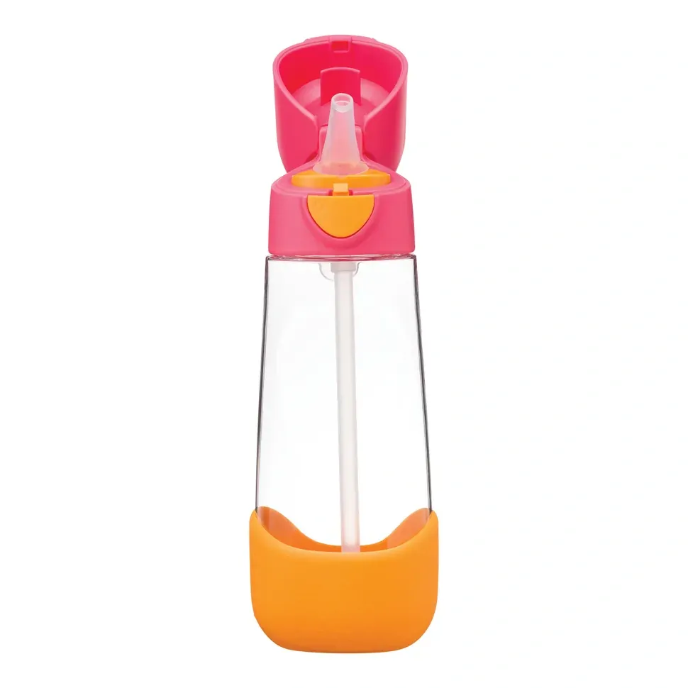 b.box Lahev na pití s brčkem 600 ml - Růžová/Oranžová