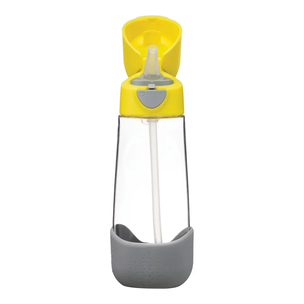 b.box Lahev na pití s brčkem 600 ml - Žlutá/Šedá