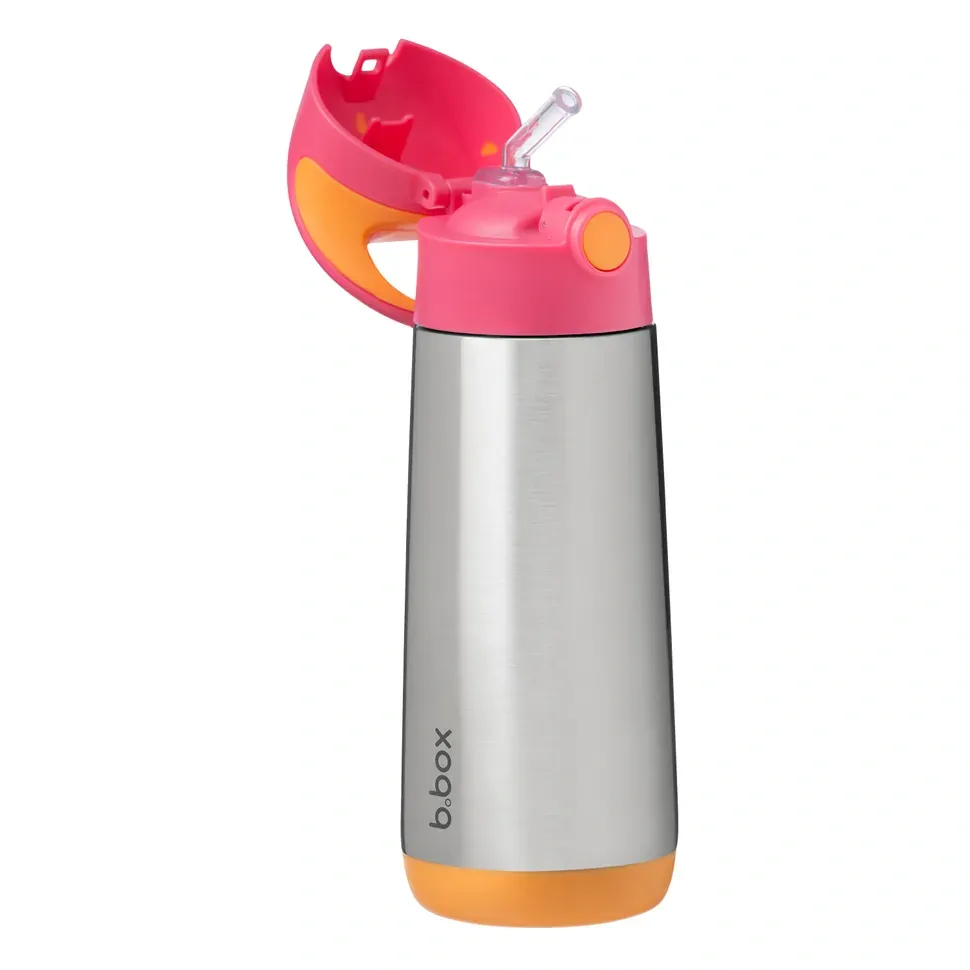 b.box Termoska na pití s brčkem 500 ml Růžová/oranžová
