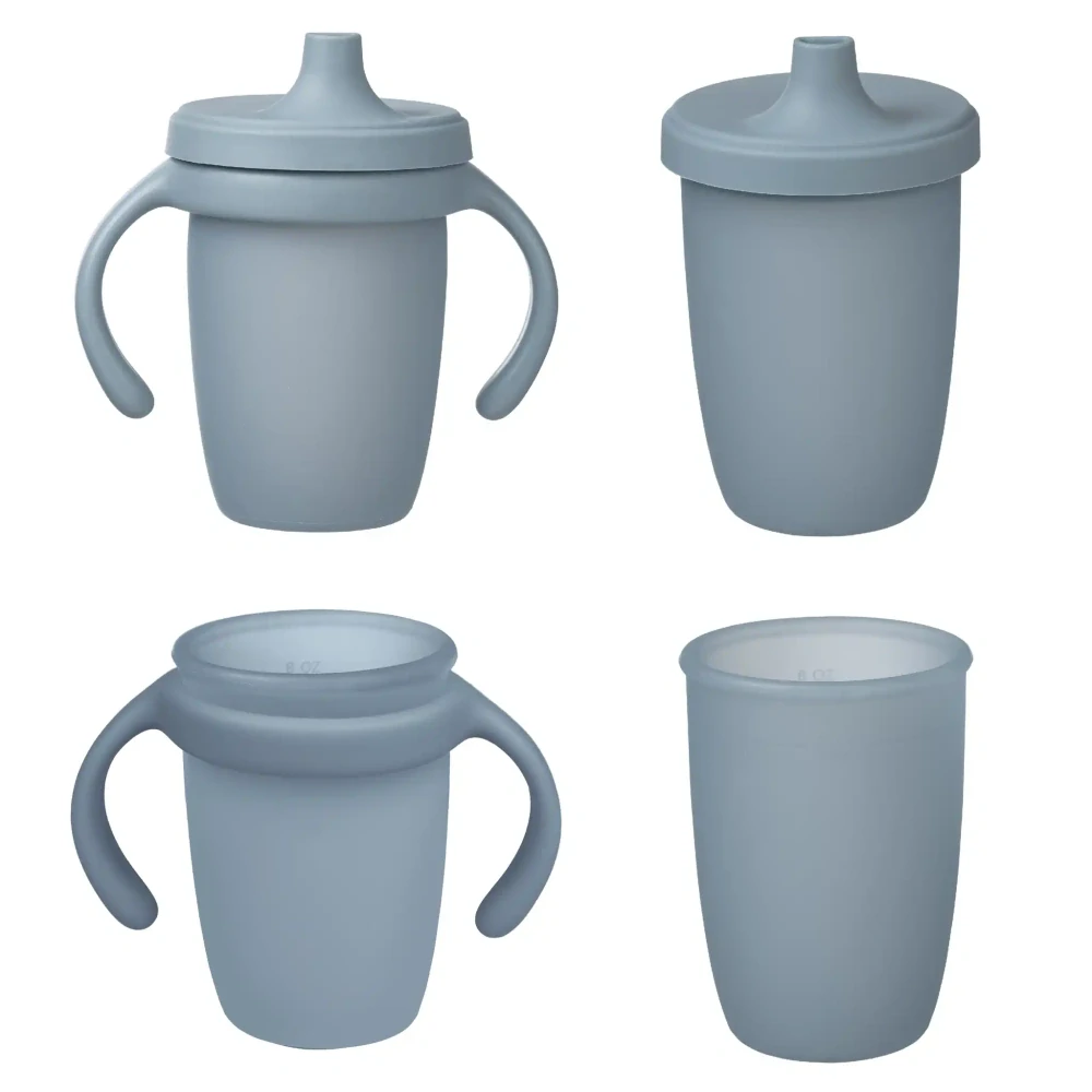 b.box Silikonový hrneček s pítkem 240 ml  Modrý