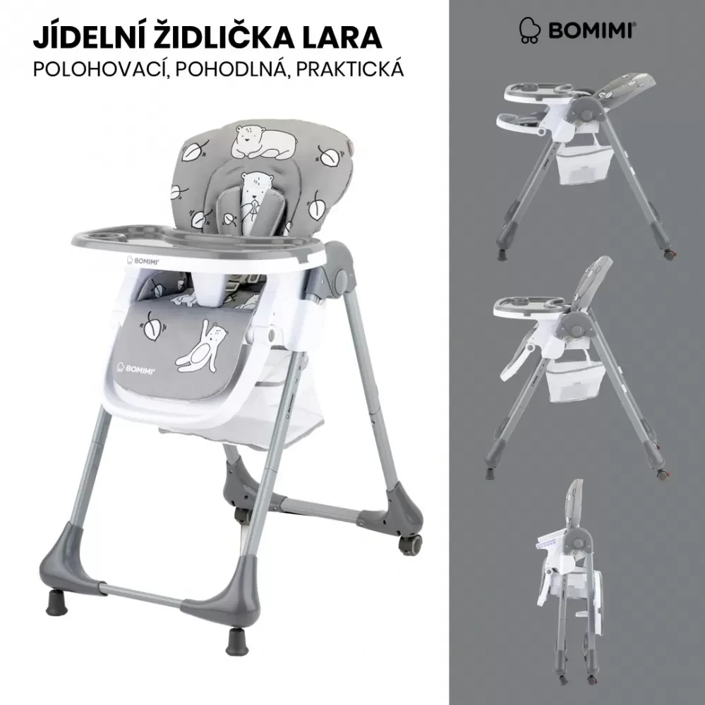 Bomimi jídelní židle LARA MEDVĚD grey xx