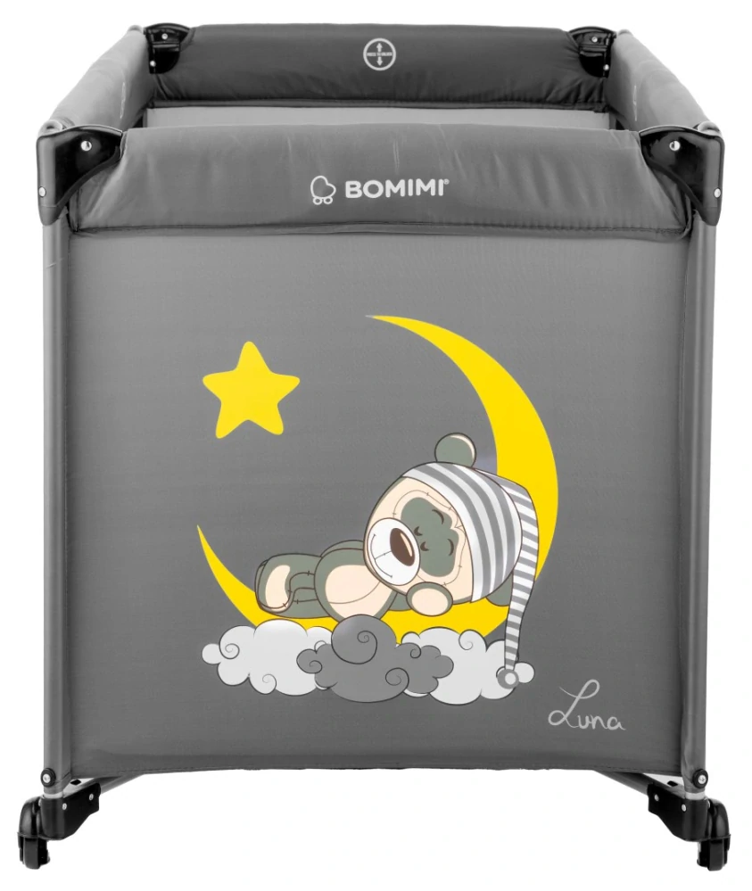 Cestovní postýlka BOMIMI LUNA black / sweet dreams xx