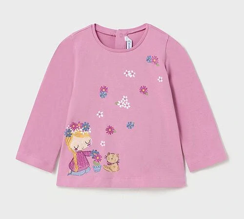 Dívčí triko dlouhý rukáv Mayoral 2012-16 kytičkované s holčičkou velikost 80