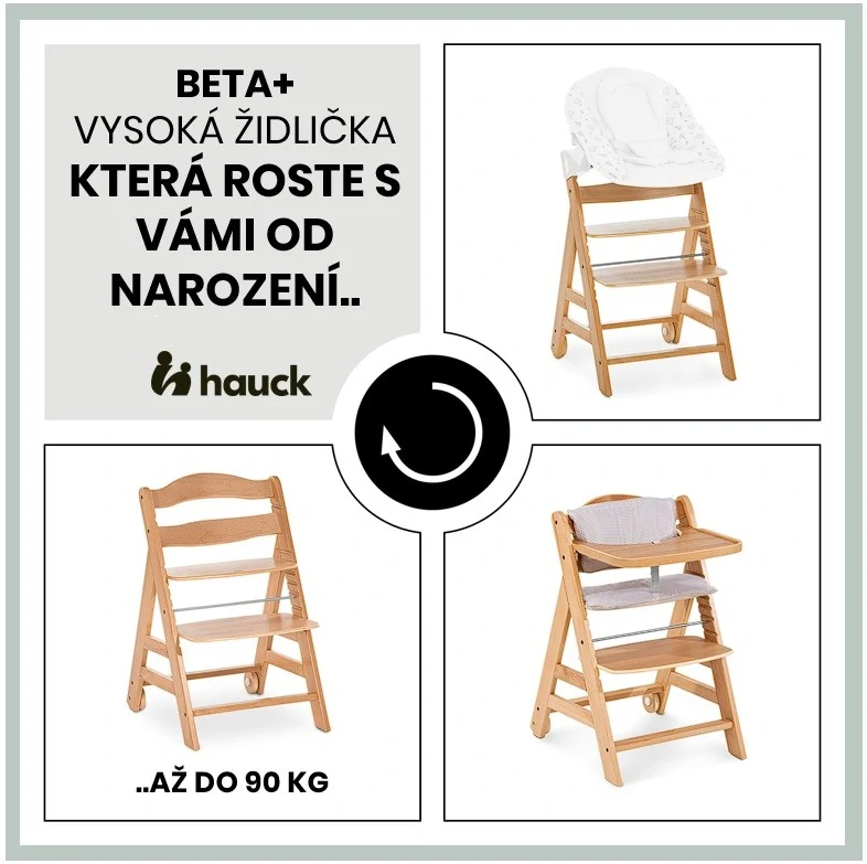 Hauck Beta+ B dřevěná židle, Natural
