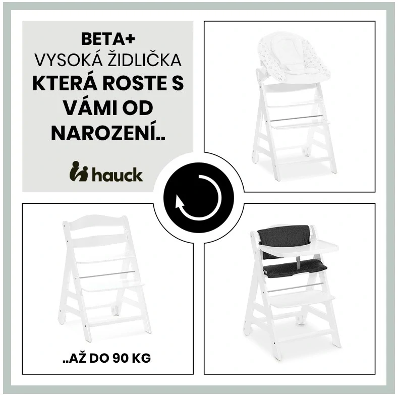 Hauck Beta+ B dřevěná židle, White