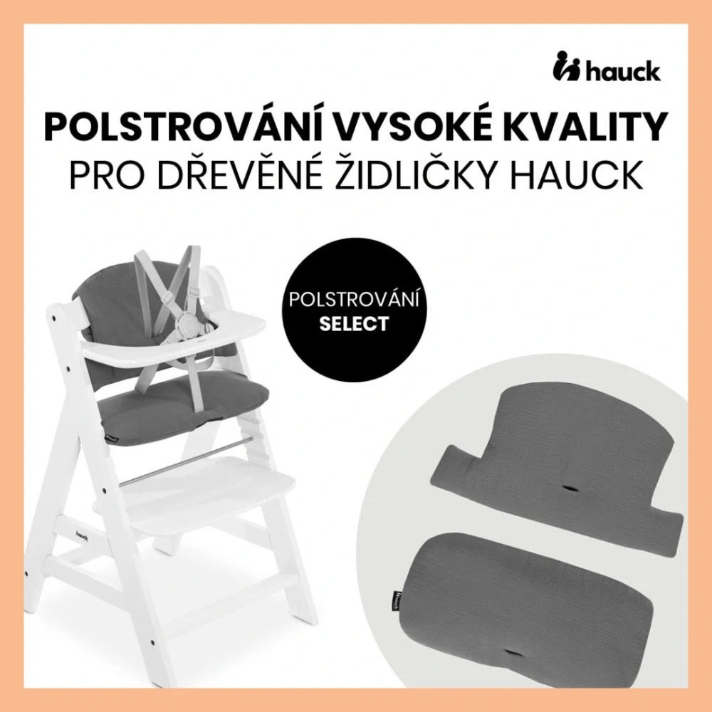 Hauck Polstrování Select na židličky Alpha+,Beta+ a Arketa, Muslin, Dark Grey