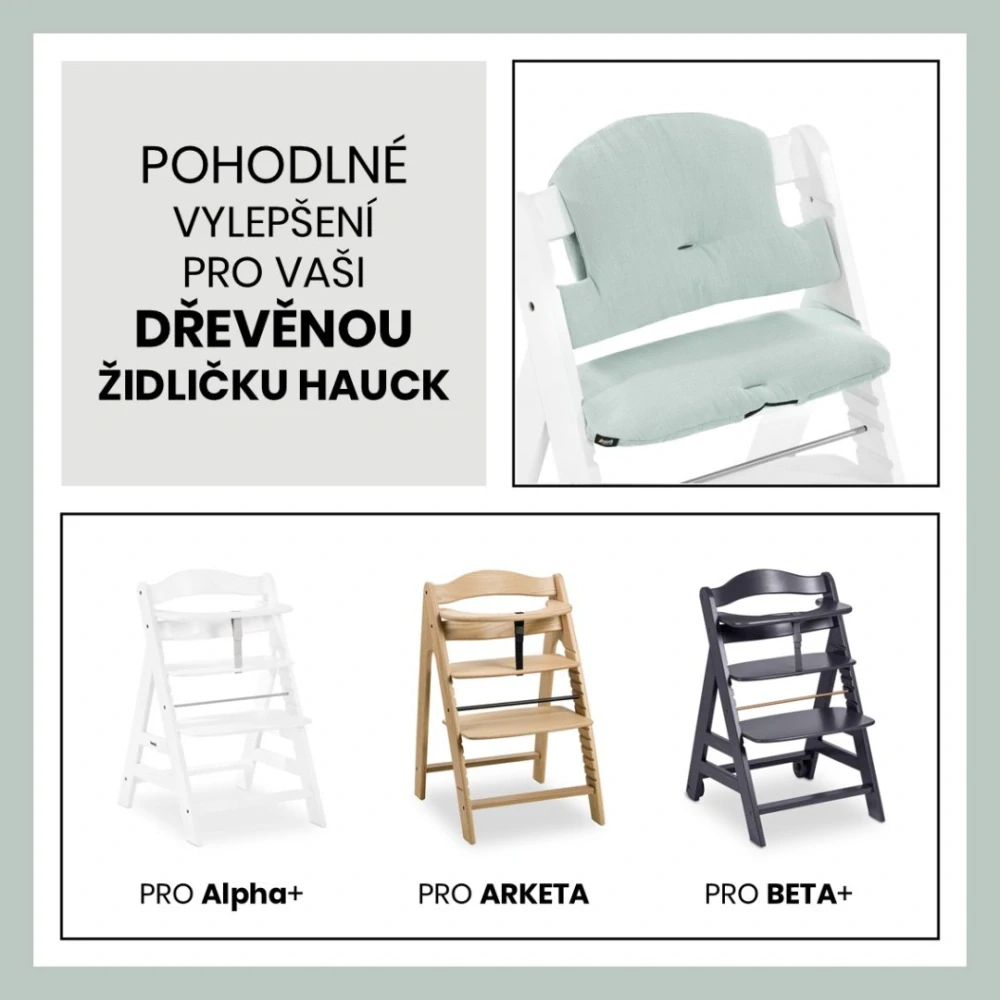 Hauck Polstrování Select na židličky Alpha+,Beta+ a Arketa, Muslin, Mint