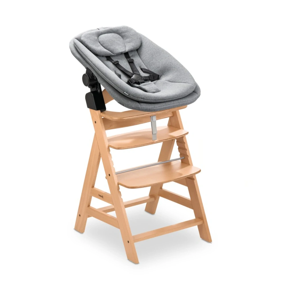 Hauck Alpha+ dřevěná židle+novorozenecký Newborn set Pro s polohováním, 0m+/až 90kg, Natur