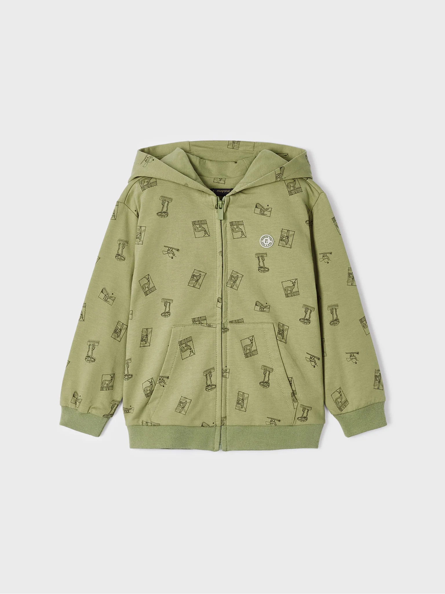 Chlapecká mikina s kapucí Mayoral 3454-7 Khaki zelená velikost 116