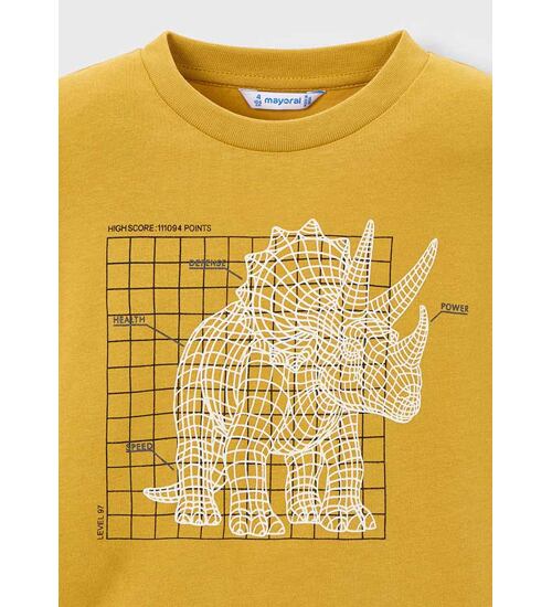 Chlapecké triko dlouhý rukáv Mayoral Dinosaur svítící 4088-36 okrové velikost 128