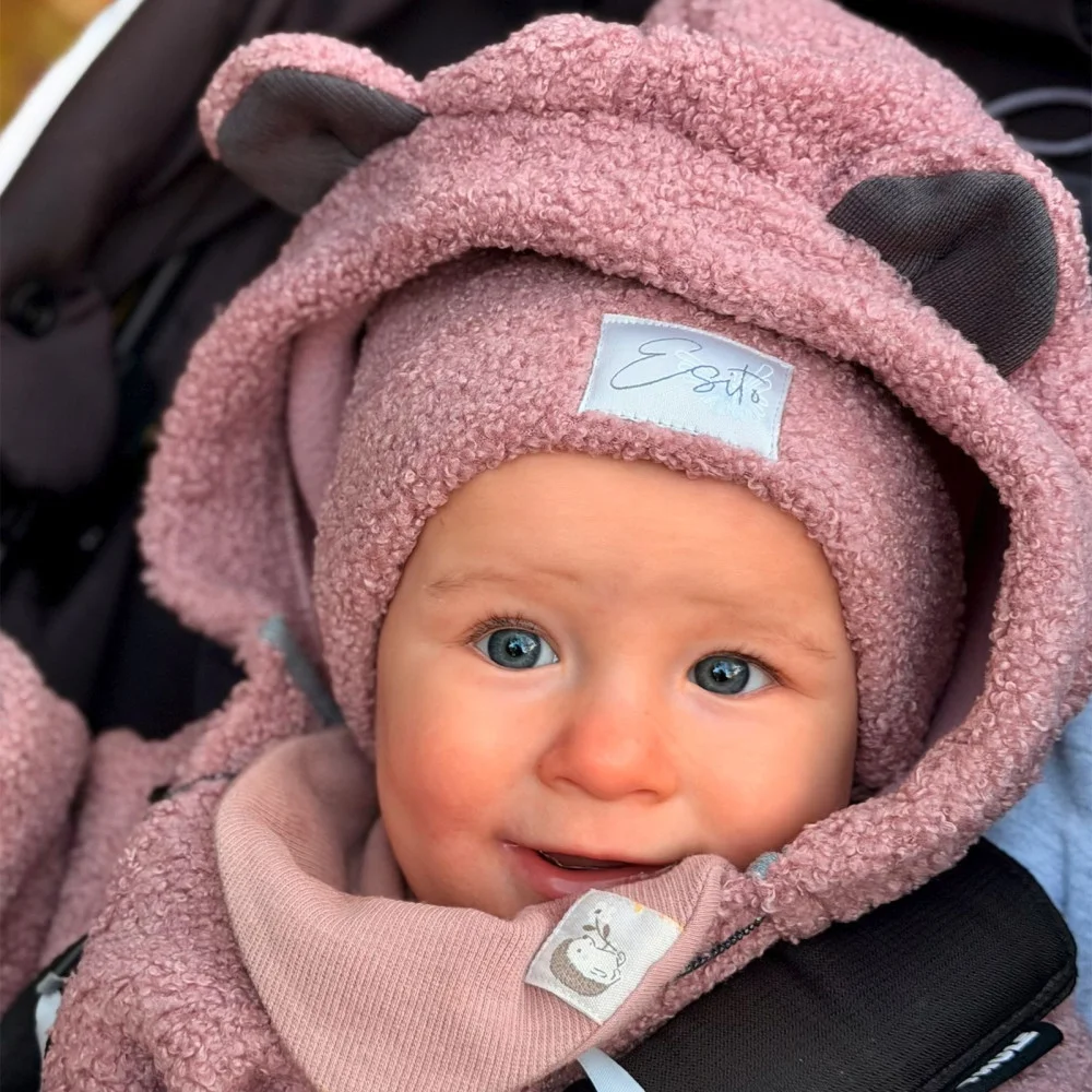 ESITO Rostoucí zimní kombinéza Teddy fleece double Cyclamen pink velikost 80/86