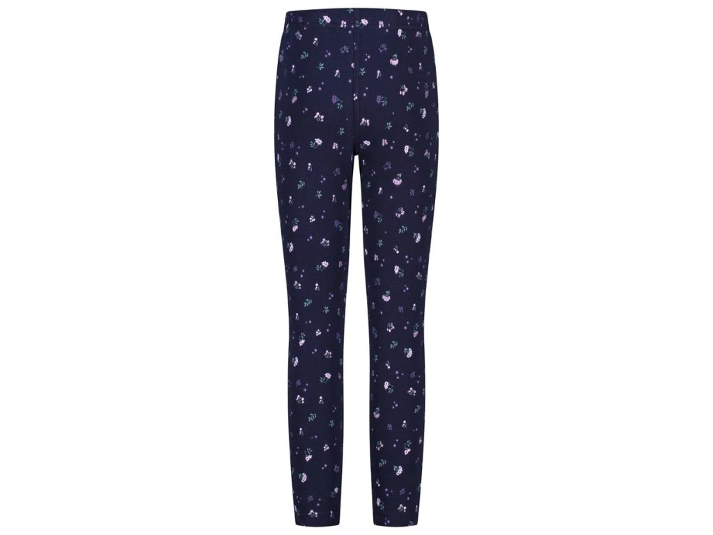 Dívčí zateplené legíny Salt and Pepper tmavě modré  s kytičkami velikost 122