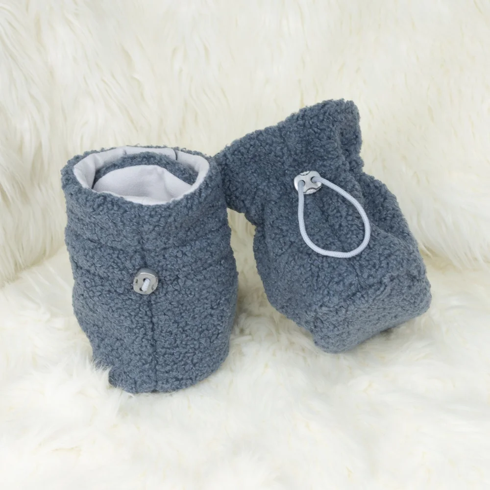 Capáčky Teddy fleece double Denim blue velikost 3 - délka stélky 13cm