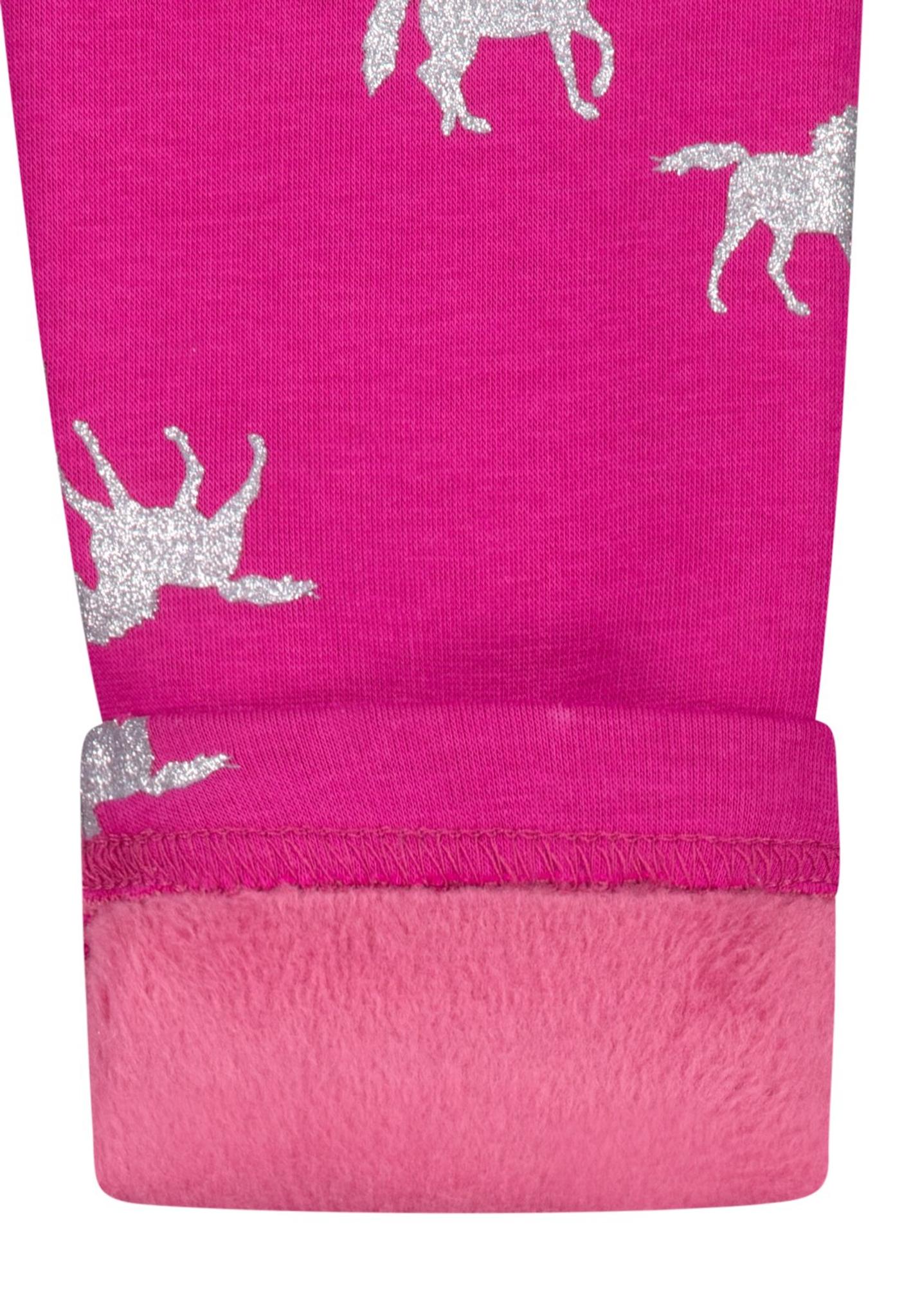Dívčí zateplené legíny Salt and Pepper růžové se stříbrnými koníky velikost 110