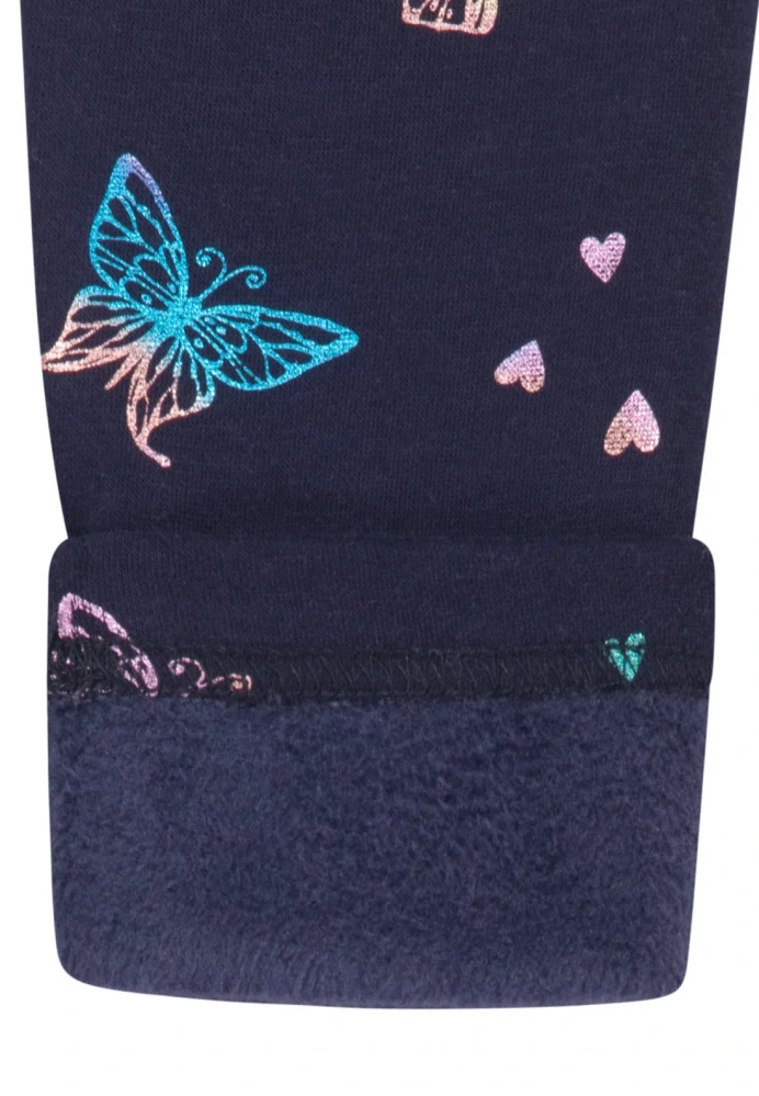 Dívčí zateplené legíny Salt and Pepper tmavě modré s motýlky velikost 122