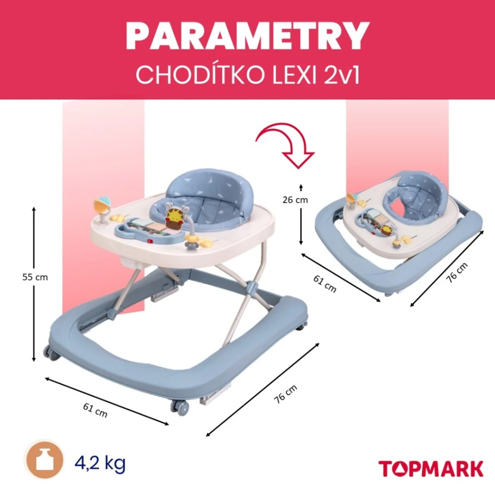 Chodítko Topmark LEXI 2v1 blue