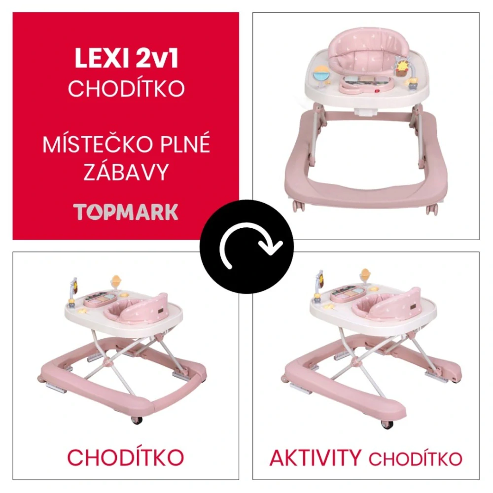 Chodítko Topmark LEXI 2v1 pink