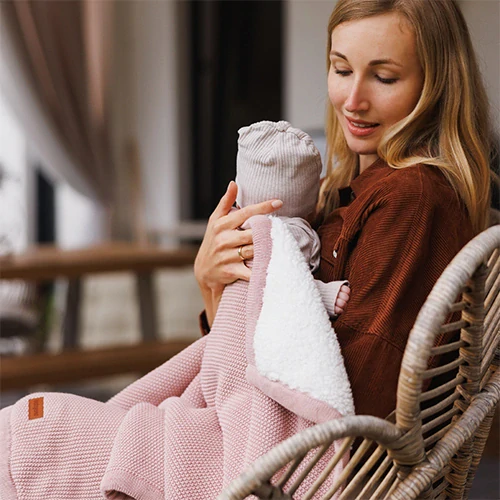 BABYONO Deka bavlněná s fleecovou podšívkou 75 x 100 cm růžová