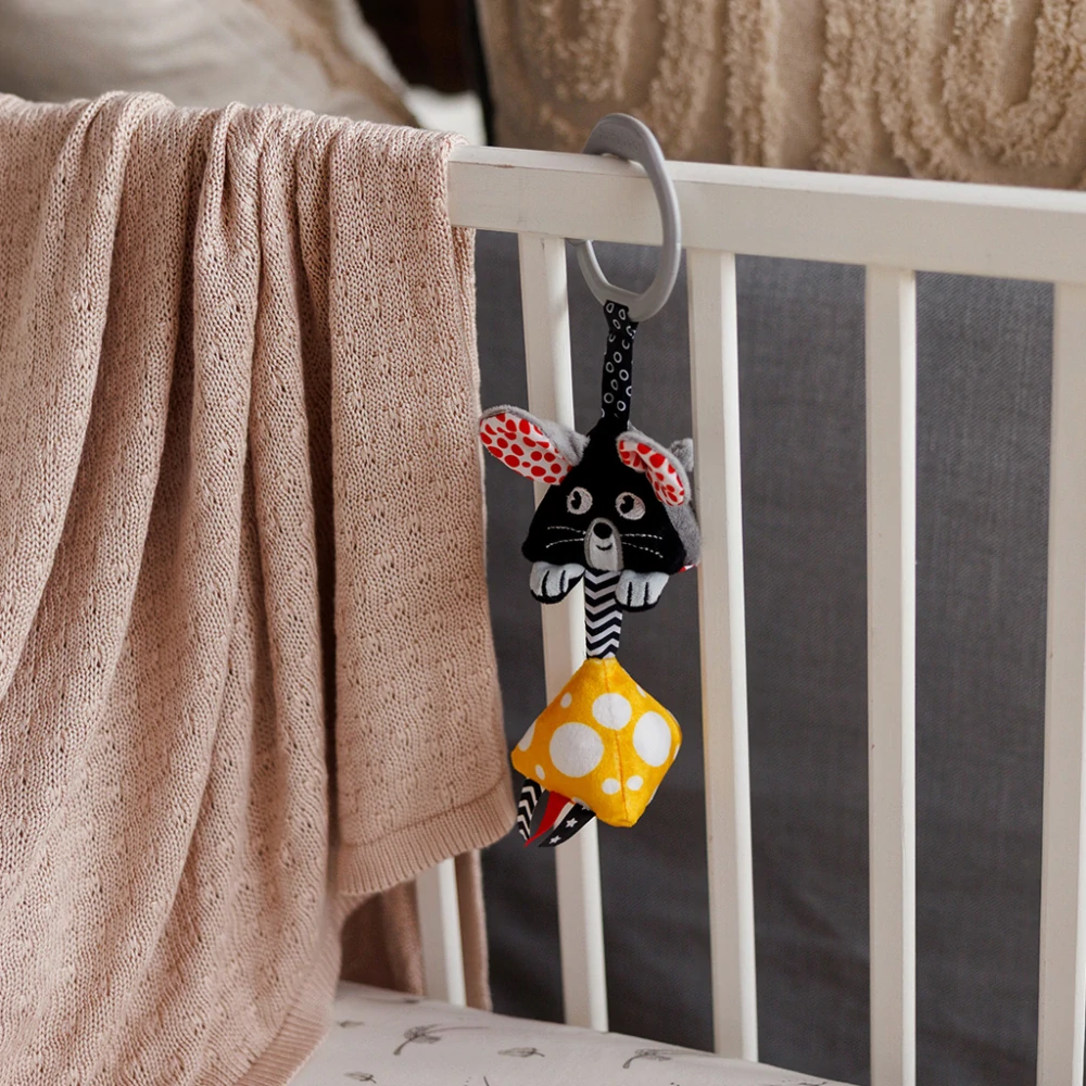 BABYONO Hračka závěsná kontrastní na C kroužku Mouse 0 m+