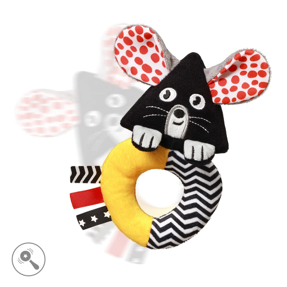 BABYONO Chrastítko kontrastní Mouse 0 m+