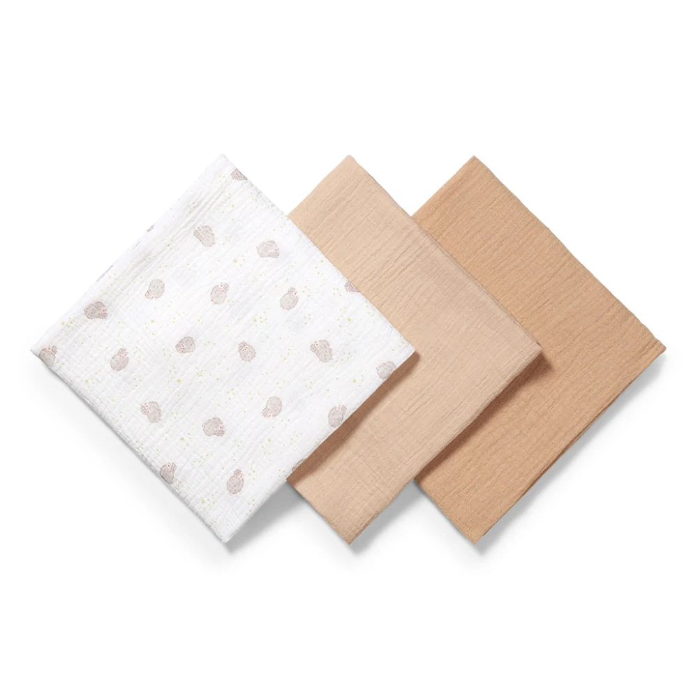 BABYONO Pleny mušelínové Super Soft 3 ks, Beige 70 x 70 cm