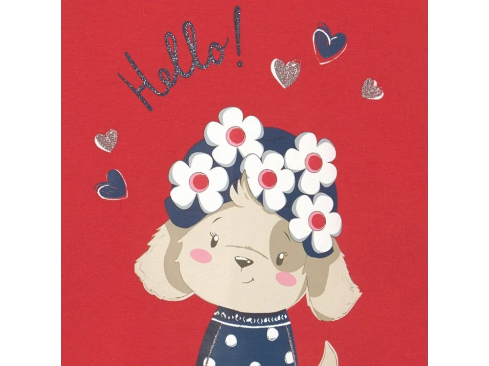 Dívčí tričko krátký rukáv s obrázkem Pejska mayoral 1088-56 Červené