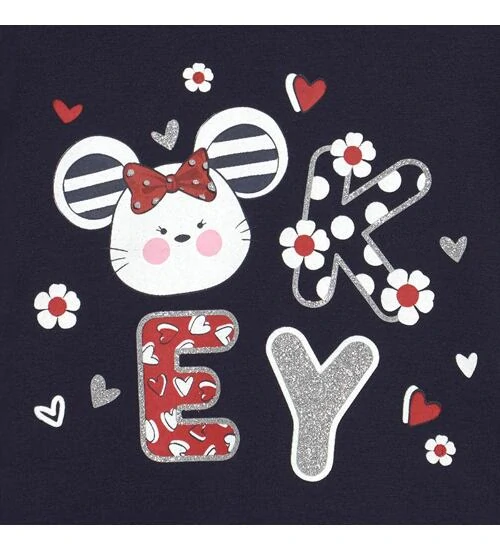 Dívčí tričko krátký rukáv s obrázkem Kočičky Mayoral 1088-57 modré