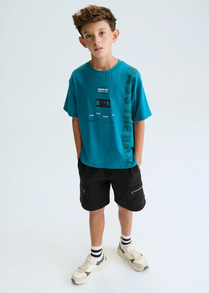 Chlapecké triko krátký rukáv Game Mayoral 6034-24 Tyrkysově modré