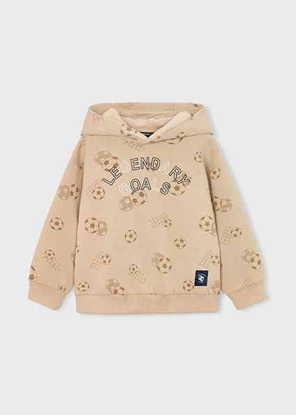 Chlapecká mikina Legendary Goals s kapucí Mayoral 3435-71 tmavě béžová
