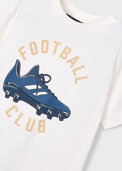 Chlapecké triko krátký rukáv Football Club Mayoral 3072-61 krémové