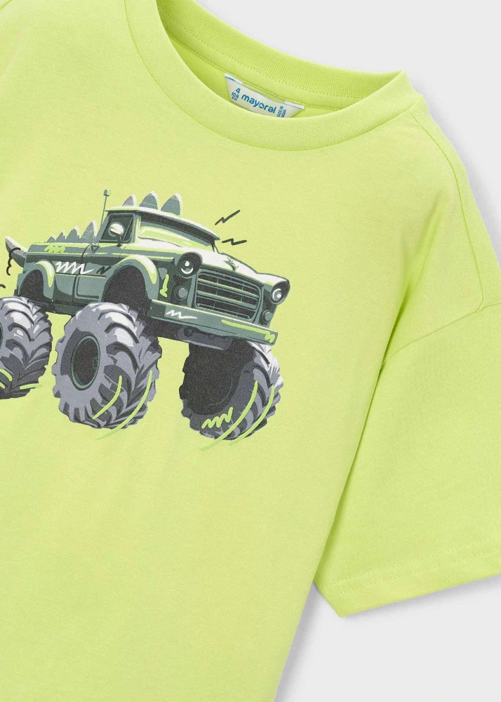 Chlapecké triko krátký rukáv Mayoral 3069-49 Monster Truck Svítivě zelené velikost 122