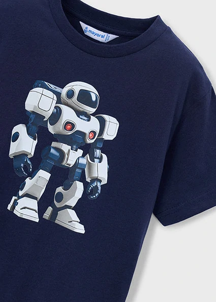Chlapecké triko krátký rukáv Mayoral 3066-45 Robot Tmavě modré