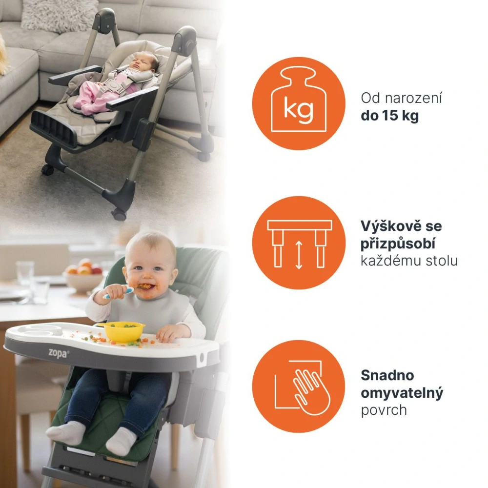 ZOPA Dětská jídelní židlička Monti 2, Diamond Blue