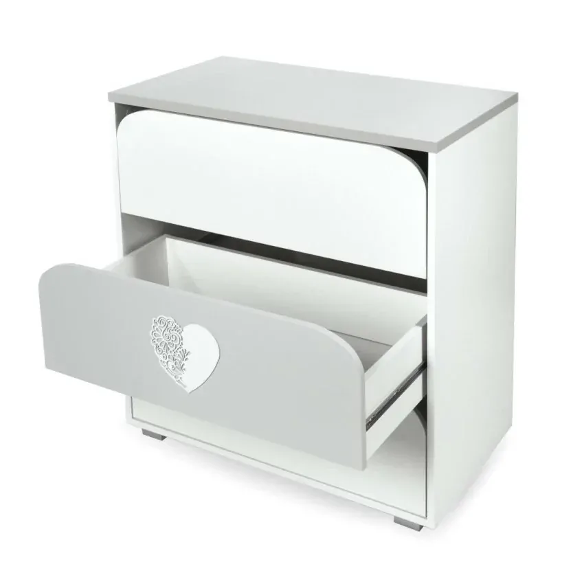 KLUPŠ Přebalovací komoda Nel Heart White-Gray